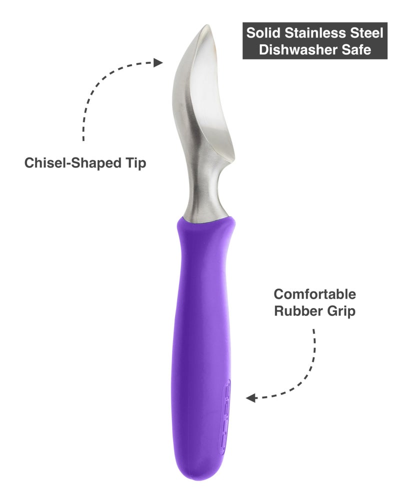 BALCI Ice Cream Scoop - Heavy Duty Stainless Steel Icecream Scooper With Non-Slip Rubber Grip - Professional Metal Ice-Cream Spade - Dishwasher Safe â€“ Purple - Image 3